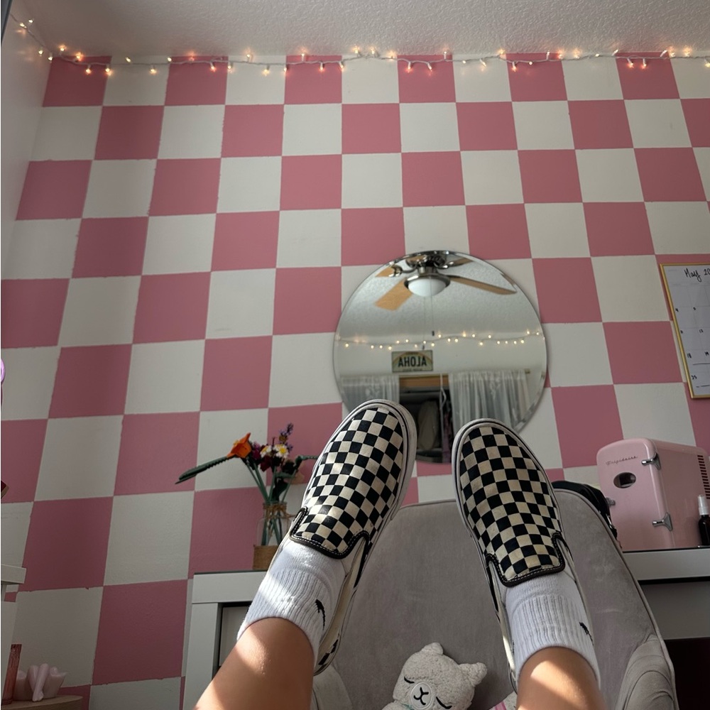 Vans  Checkered Slip-On Shoes - Black and White